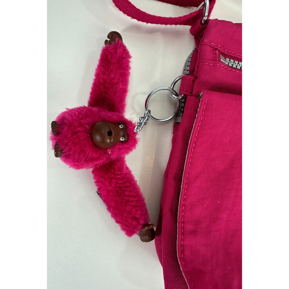 Kipling El Dorado Crossbody Travel Bag Organizer Very Berry Magenta W/ Monkey - Picture 11 of 14